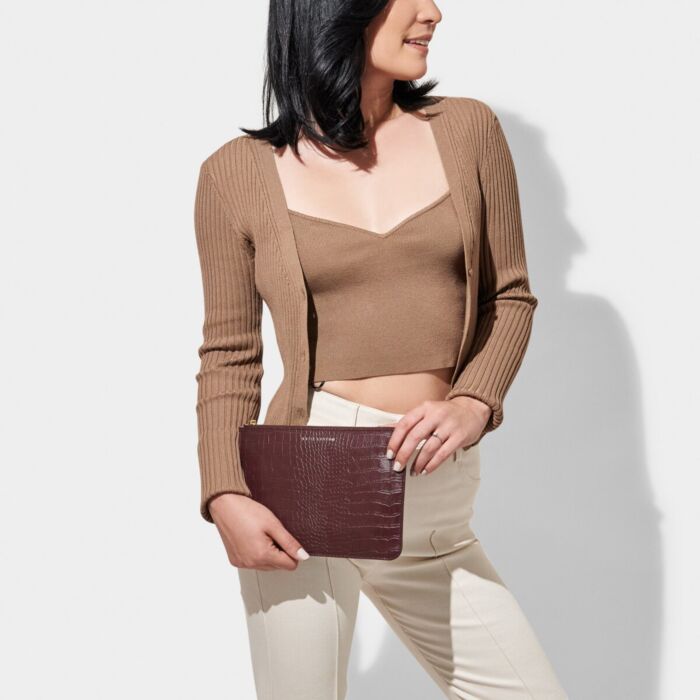 Katie Loxton Faux Croc Pouch - Wine